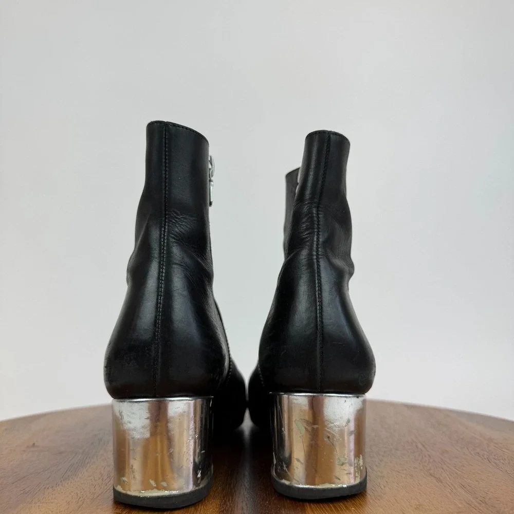 Womens‎ Dries Van Noten Black Lather Heeled Ankle Boots Booties Size 38 US 8 GUC